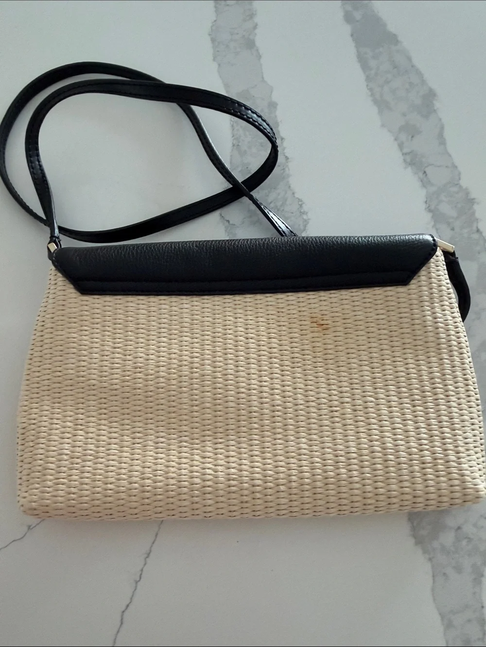 kate spade Black & Natural Straw Crossbody Clutch